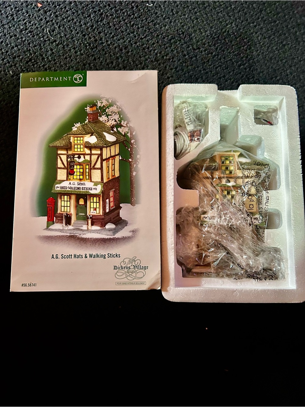 Department 56 Dickens " A.G. Scott Hat 🎩 & Walking Sticks Cottage "